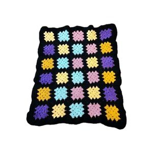 Granny Square Handmade Crochet Afghan‎ Mini Baby Blanket Throw Crafters Piece